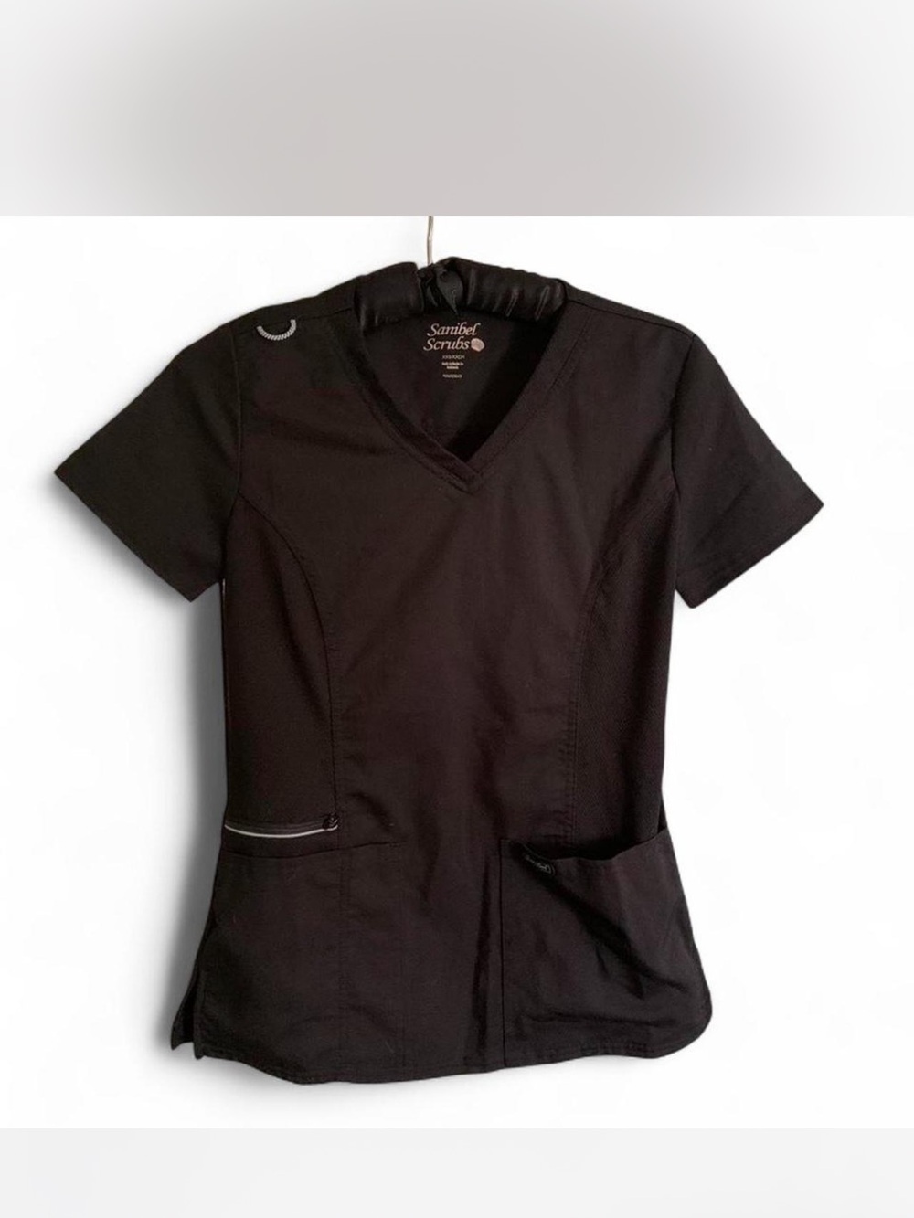 Sanibel Scrubs Women’s Black V-Neck Medical Top size XXS